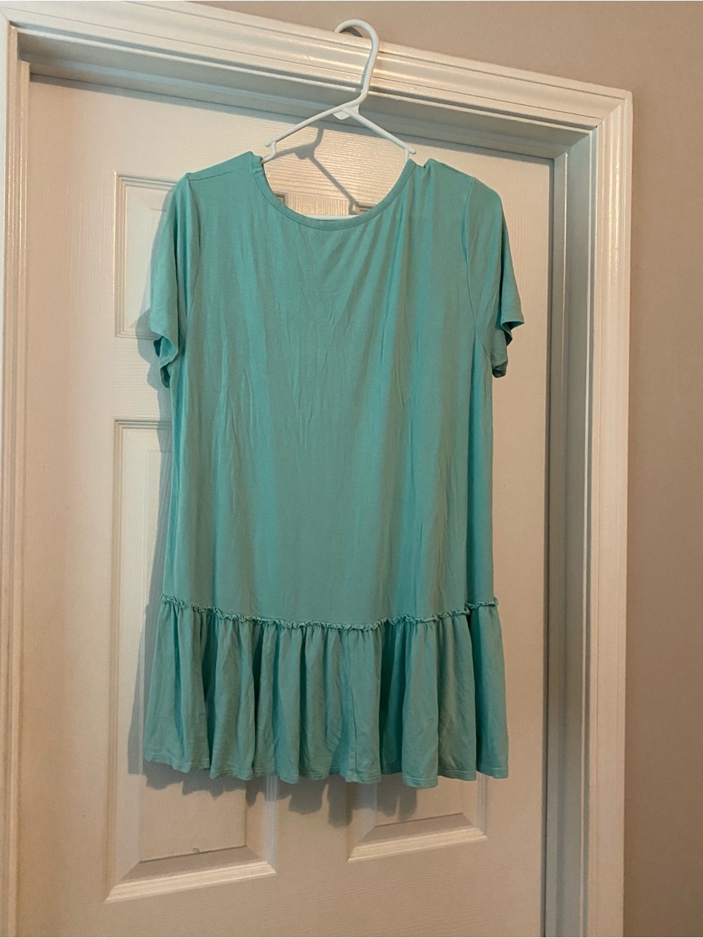 Light Aqua Ruffle Hem Tunic Top